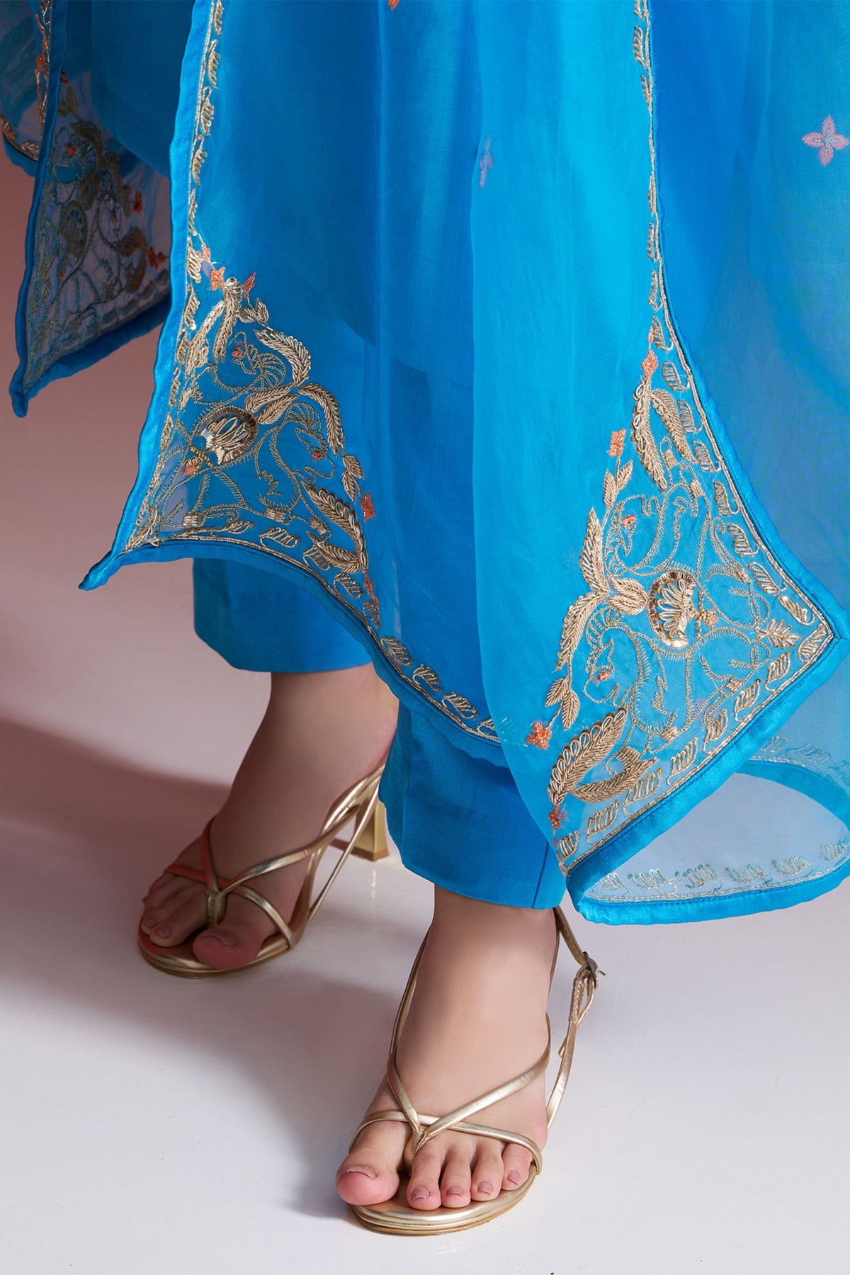 Sky Blue Embroidered Dupatta