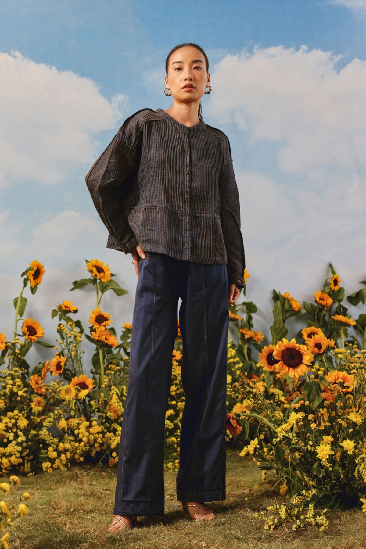 Pintuck Indigo Co-ord Set