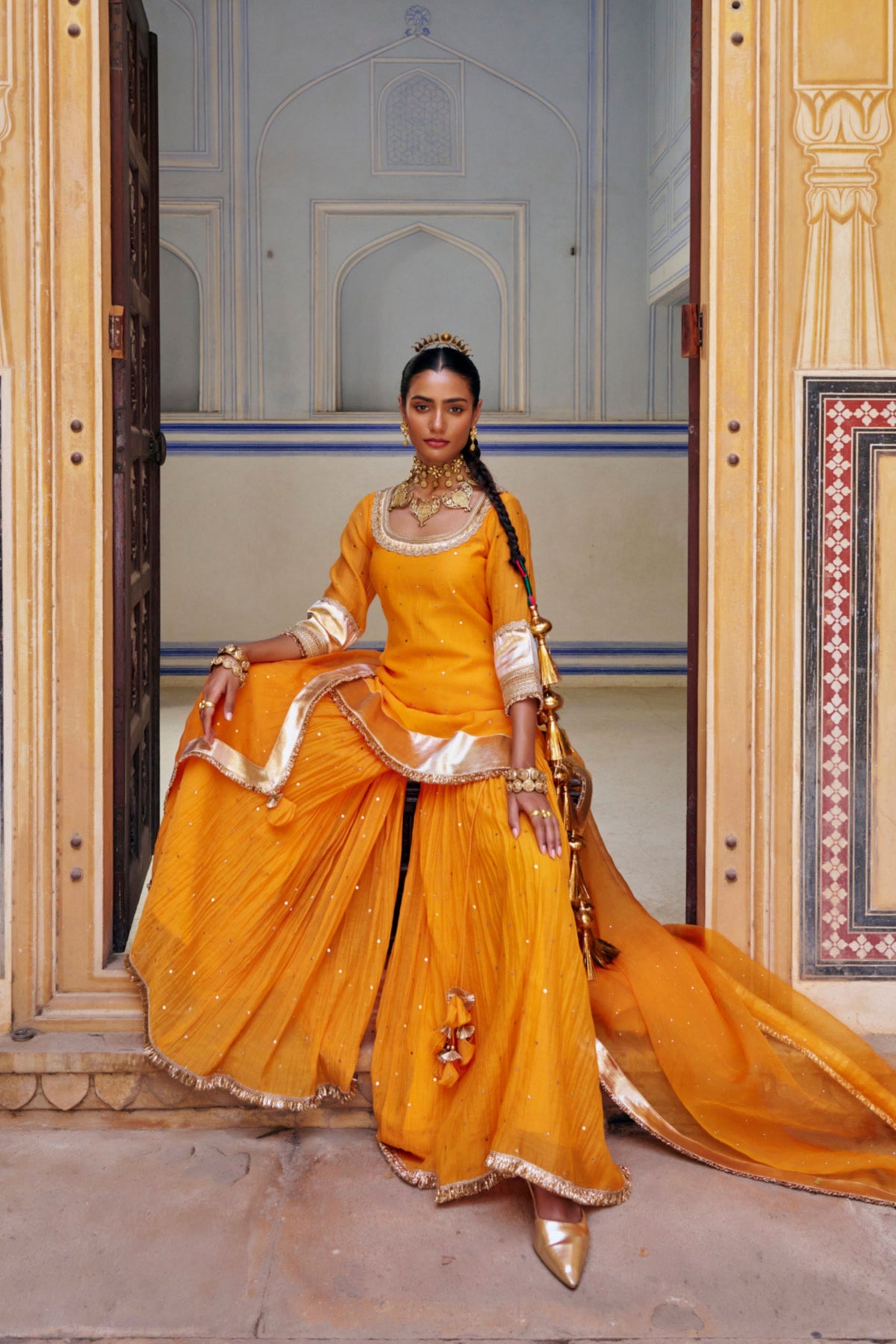 Saffron Straight Sharara Set
