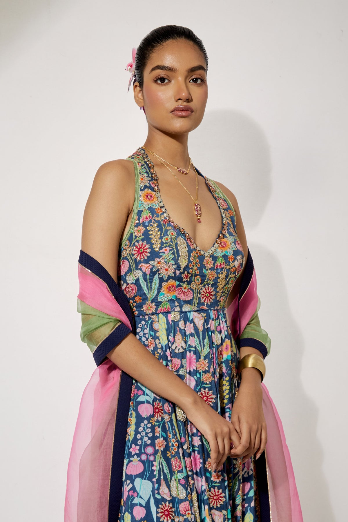 Midnight Bloom Anarkali Set