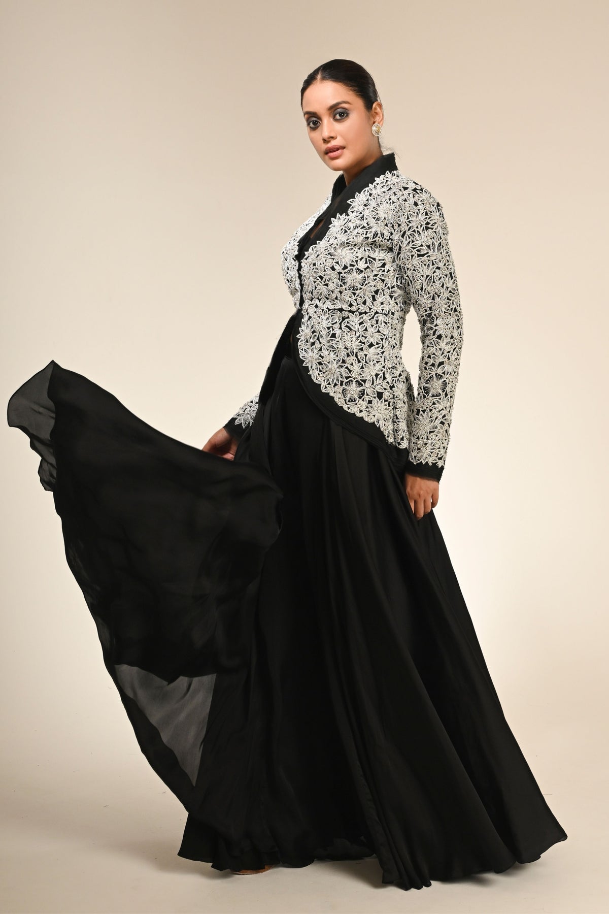 Floral Cutwork Jacket Set