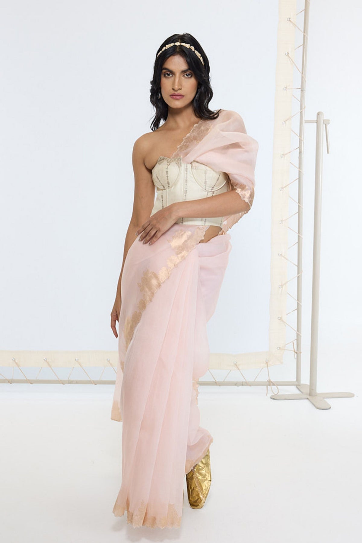 Handwoven Creamy Peach Saree