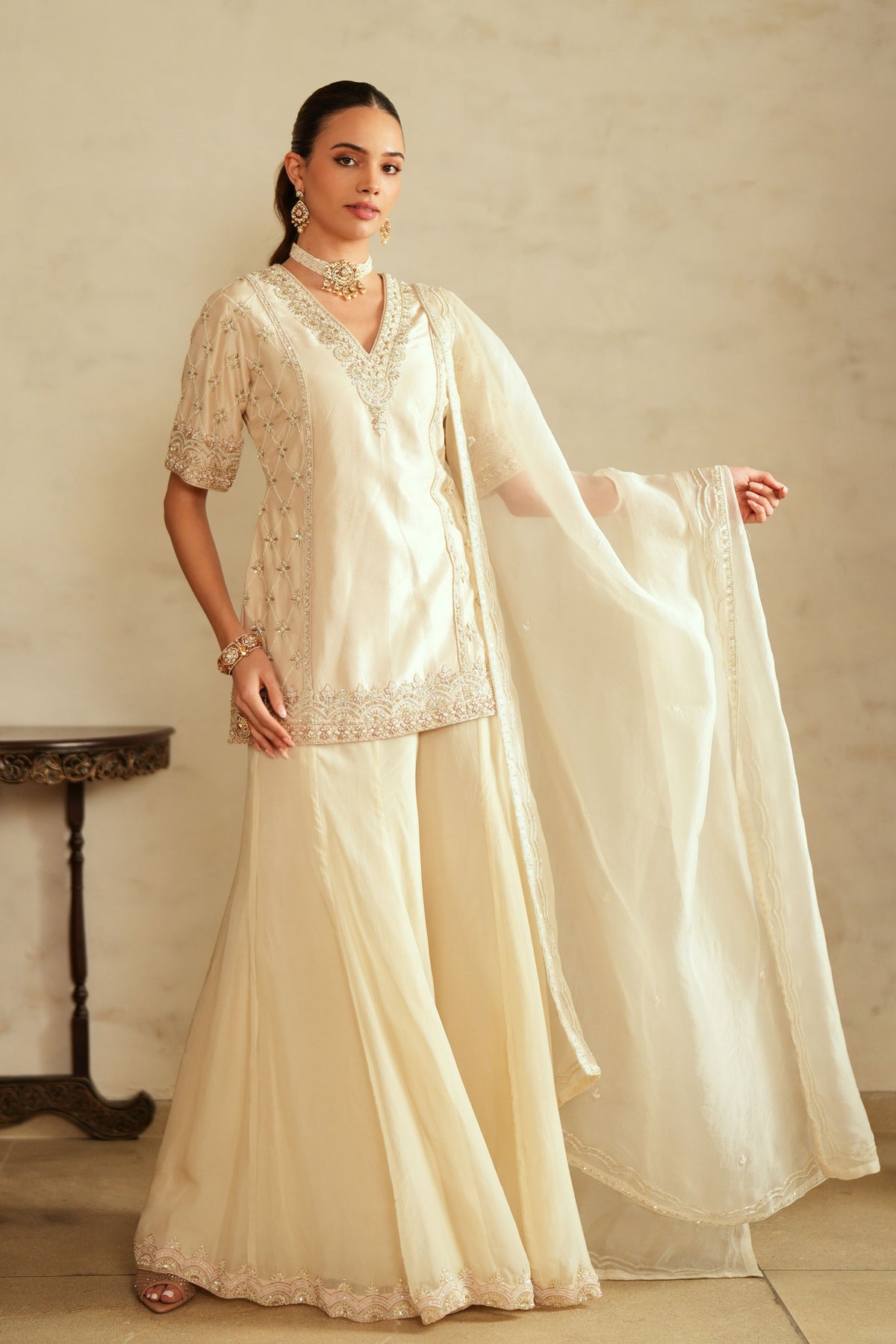 Ivory Kali Sharara Set