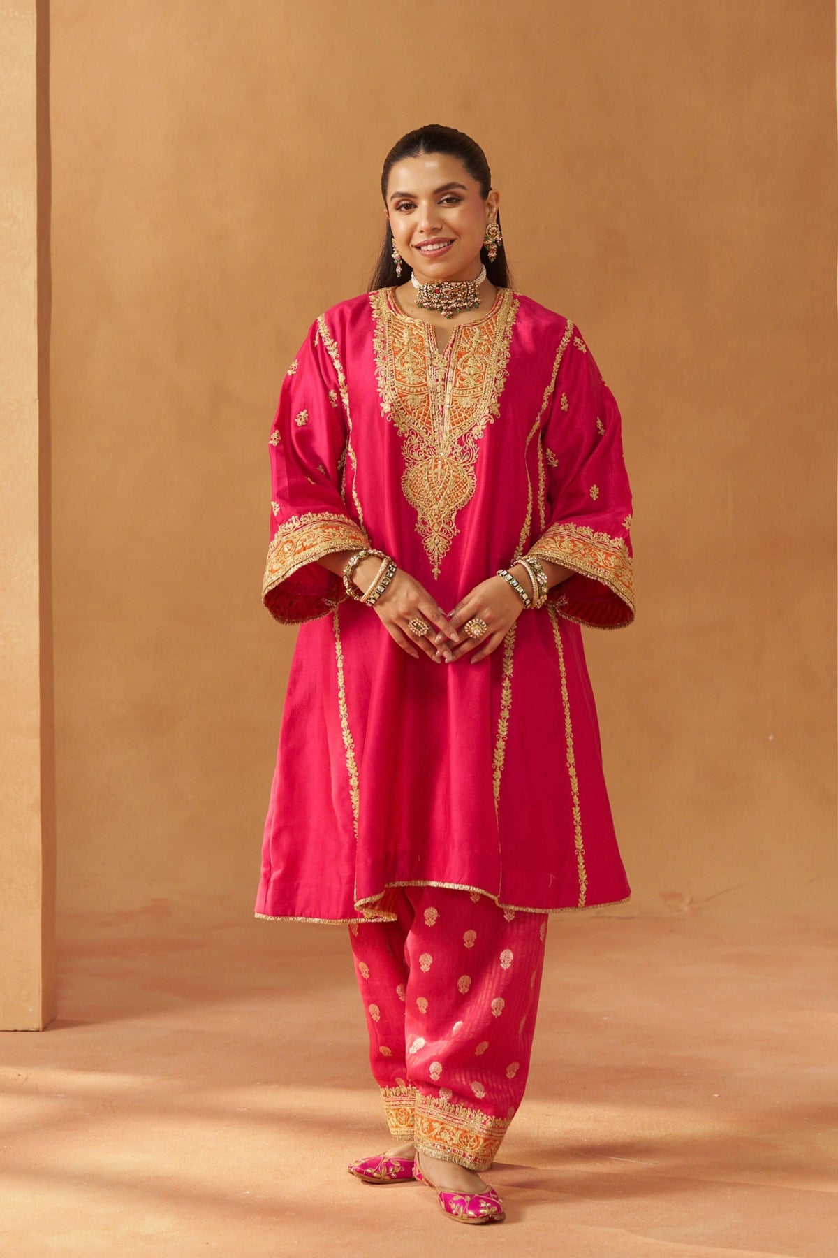 Mahgul Hot Pink Kalidar Chauga Set