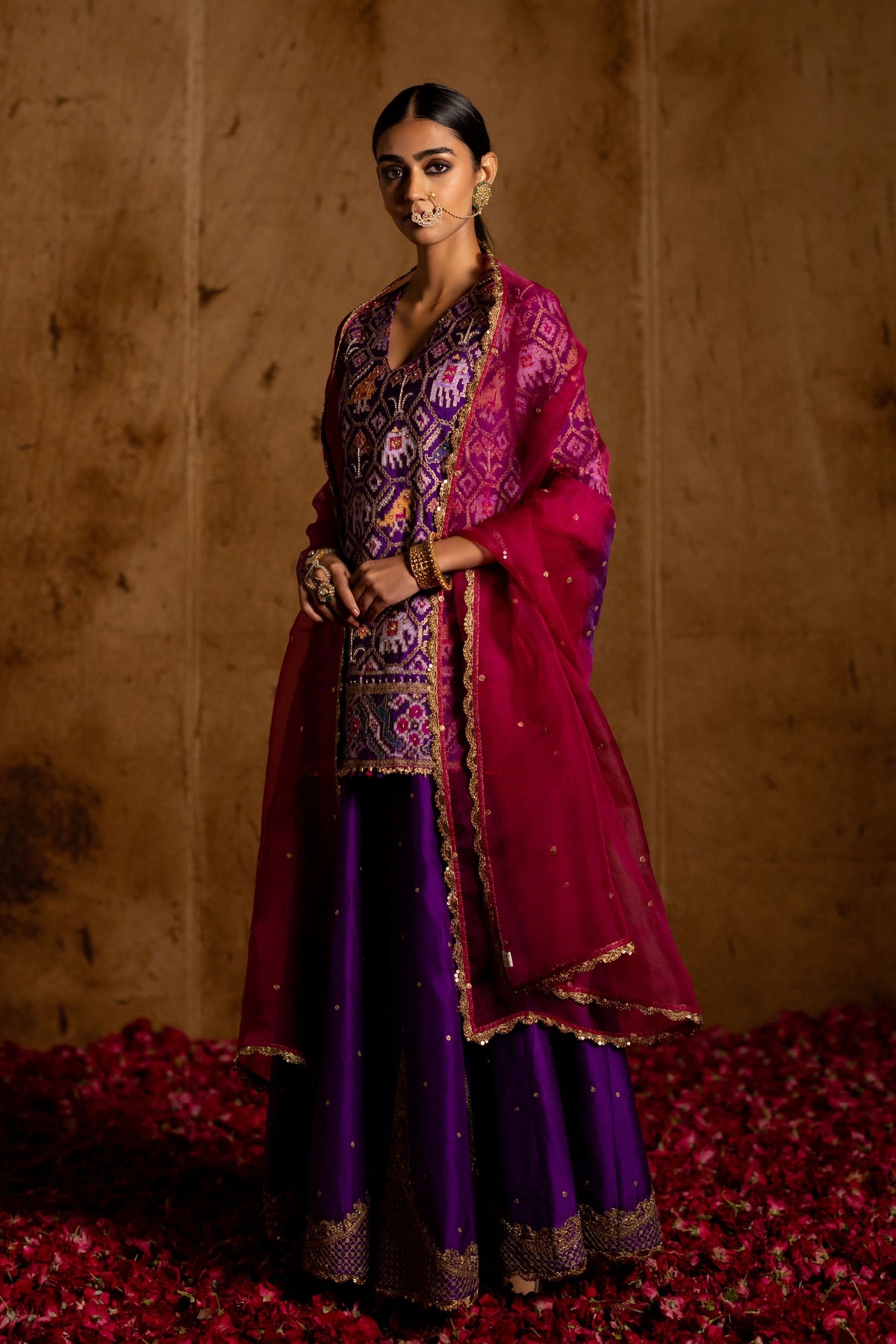 Purple Patola Sharara Set