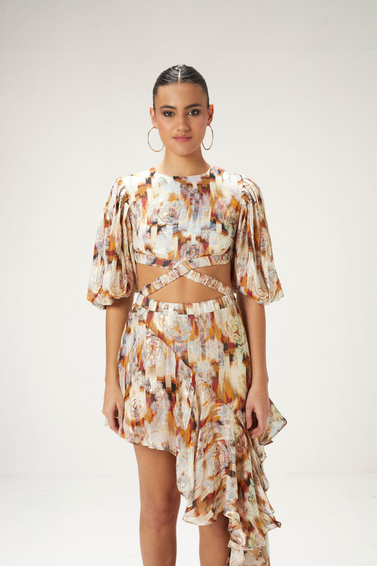 Rust Asymmetric Backless Dress