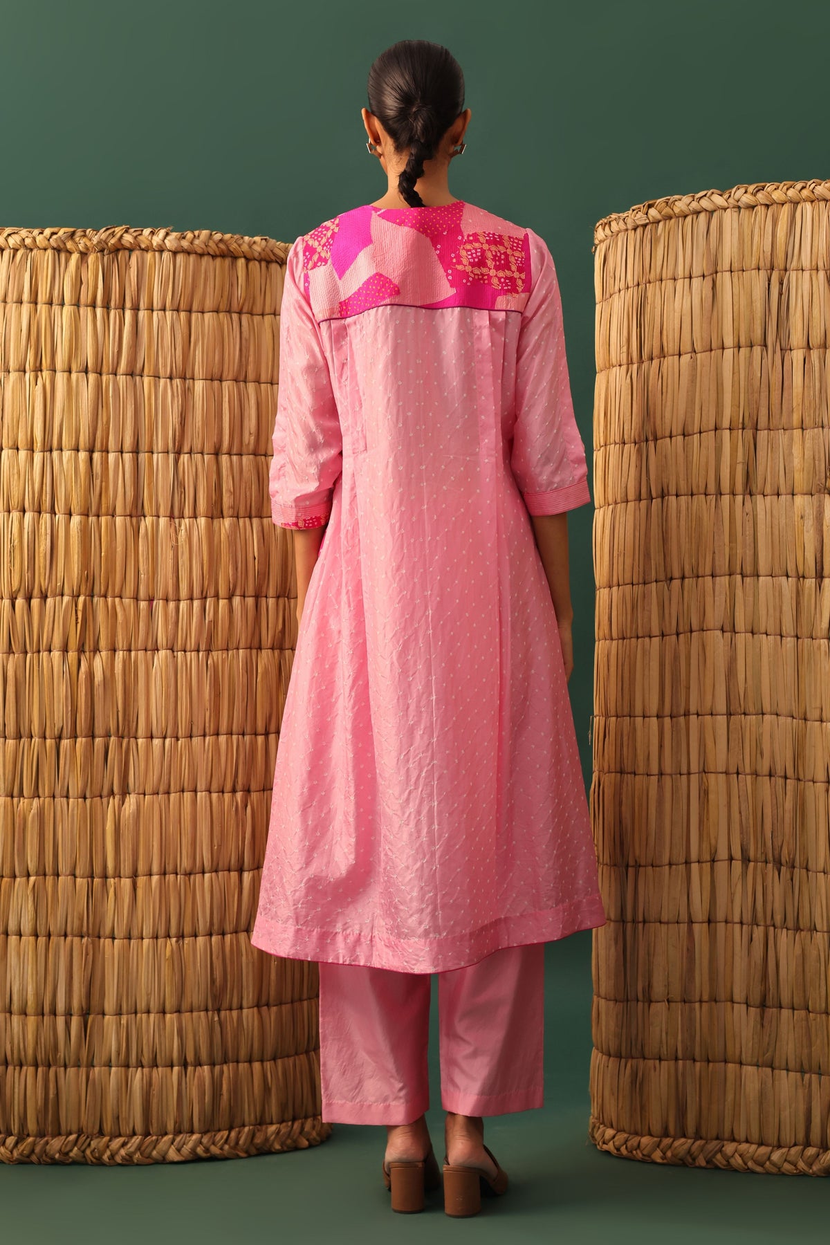 Pink Bandhani Kurta Set