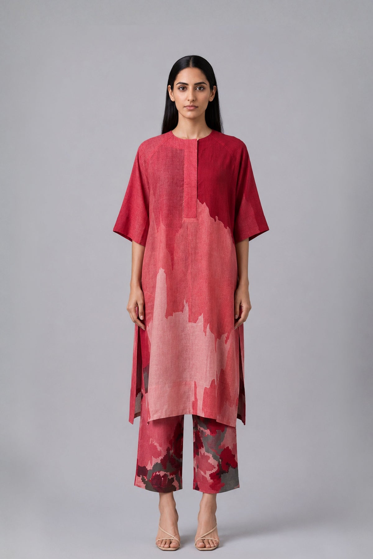 Ikat Red Kurta Set