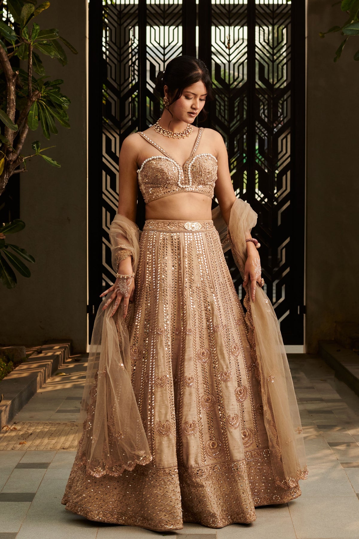 Tuscan Beige Embroidered Lehenga Set