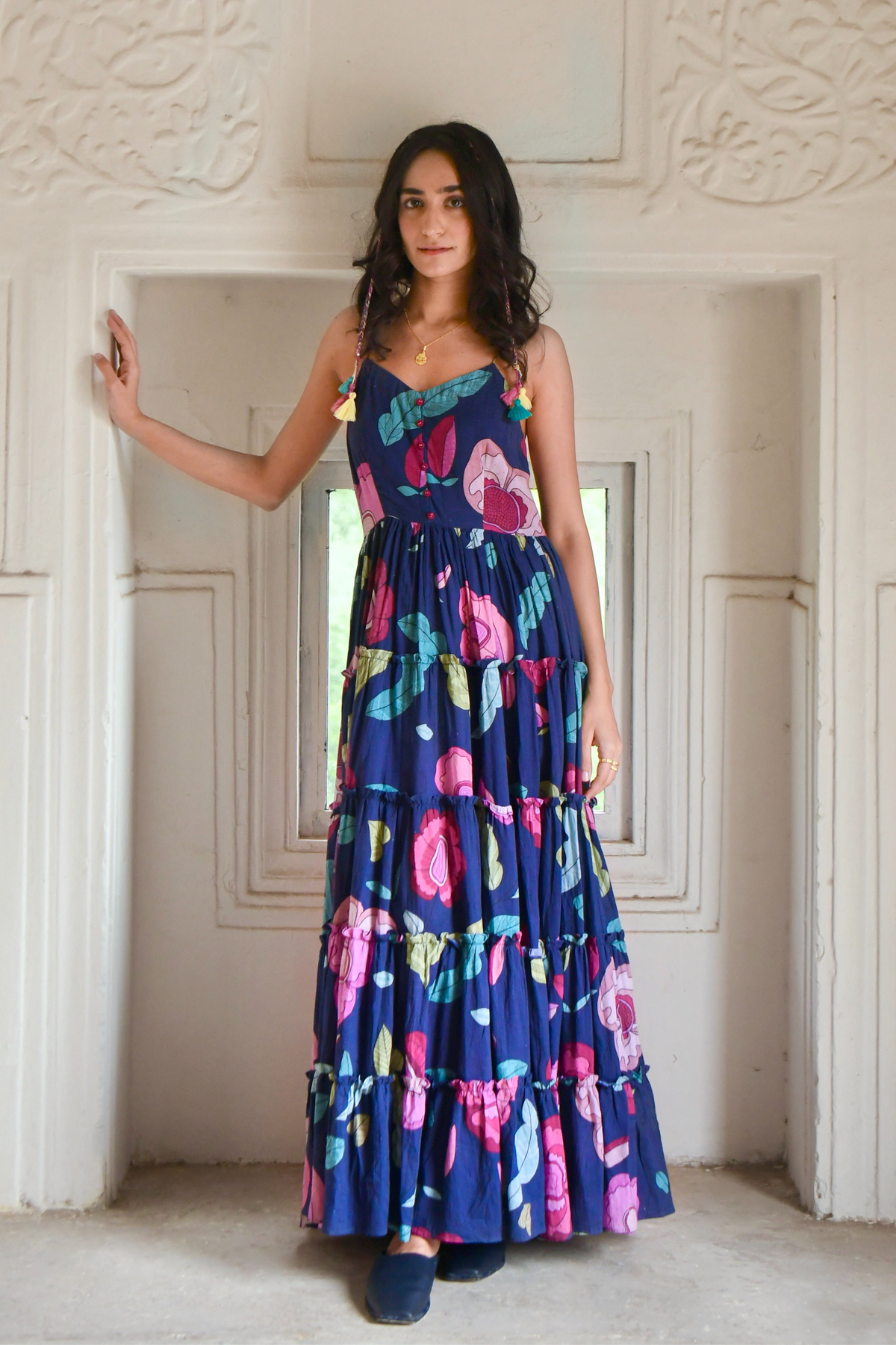 Digital Print Multi Tiered Dress
