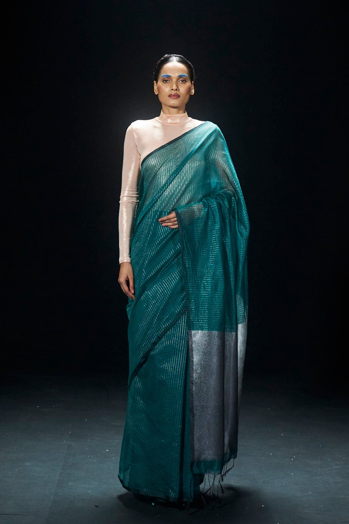 Turqoise Zari Tissue Saree