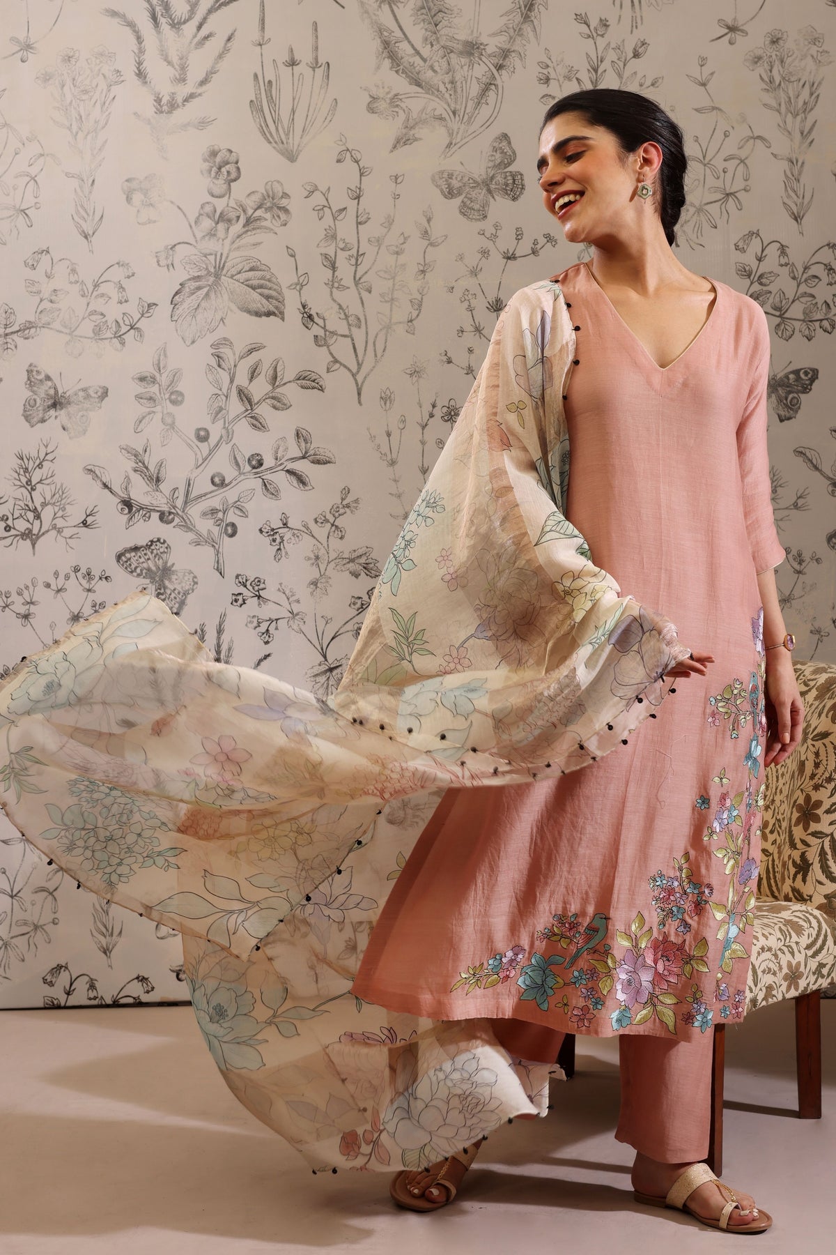 Vakya Peach Kurta Set