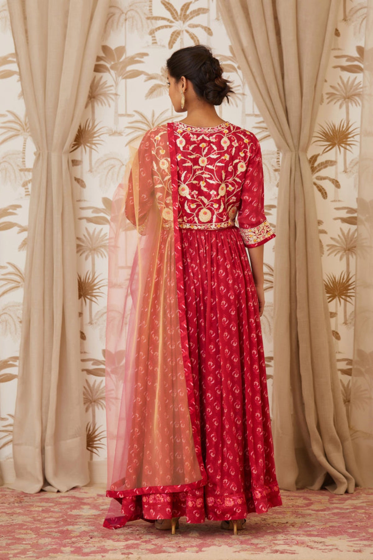 Maroon anarkali set