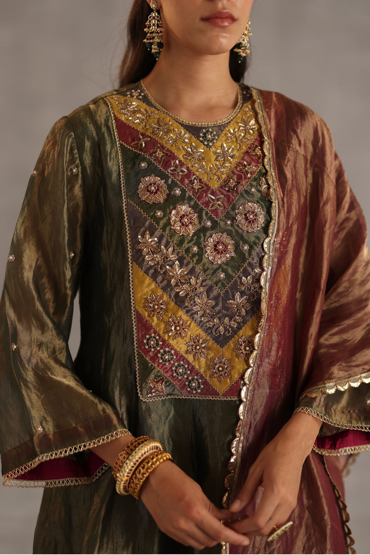 Navratna Olive Kurta Set
