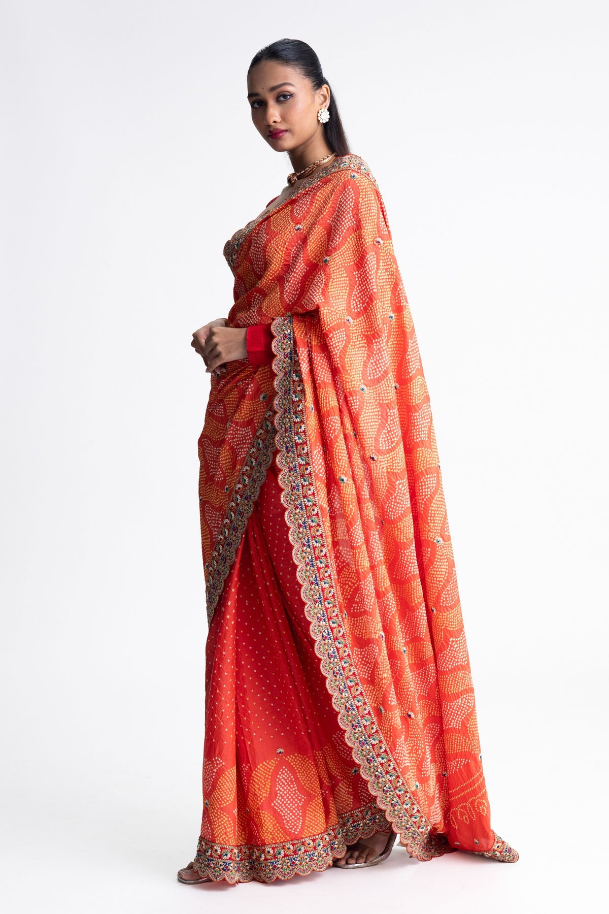 Orange Zardozi Saree