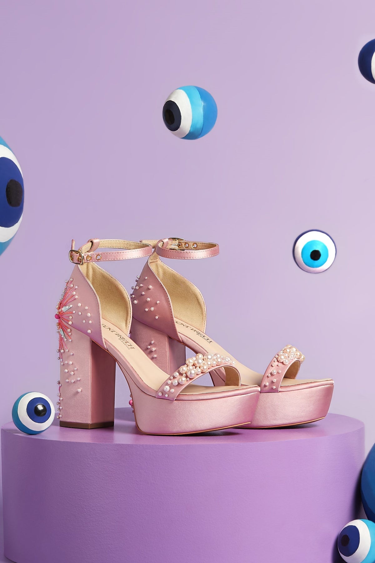 The Dandelion Twinkle - Blush Platform Block Heels