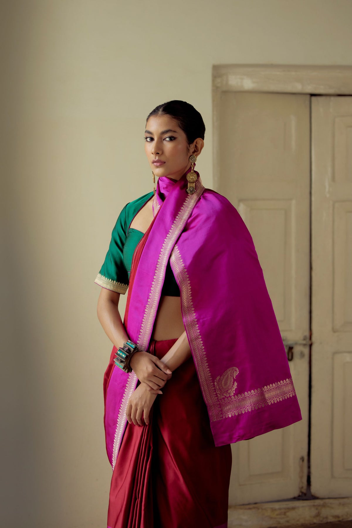 Rajnandini Magenta and Red Saree