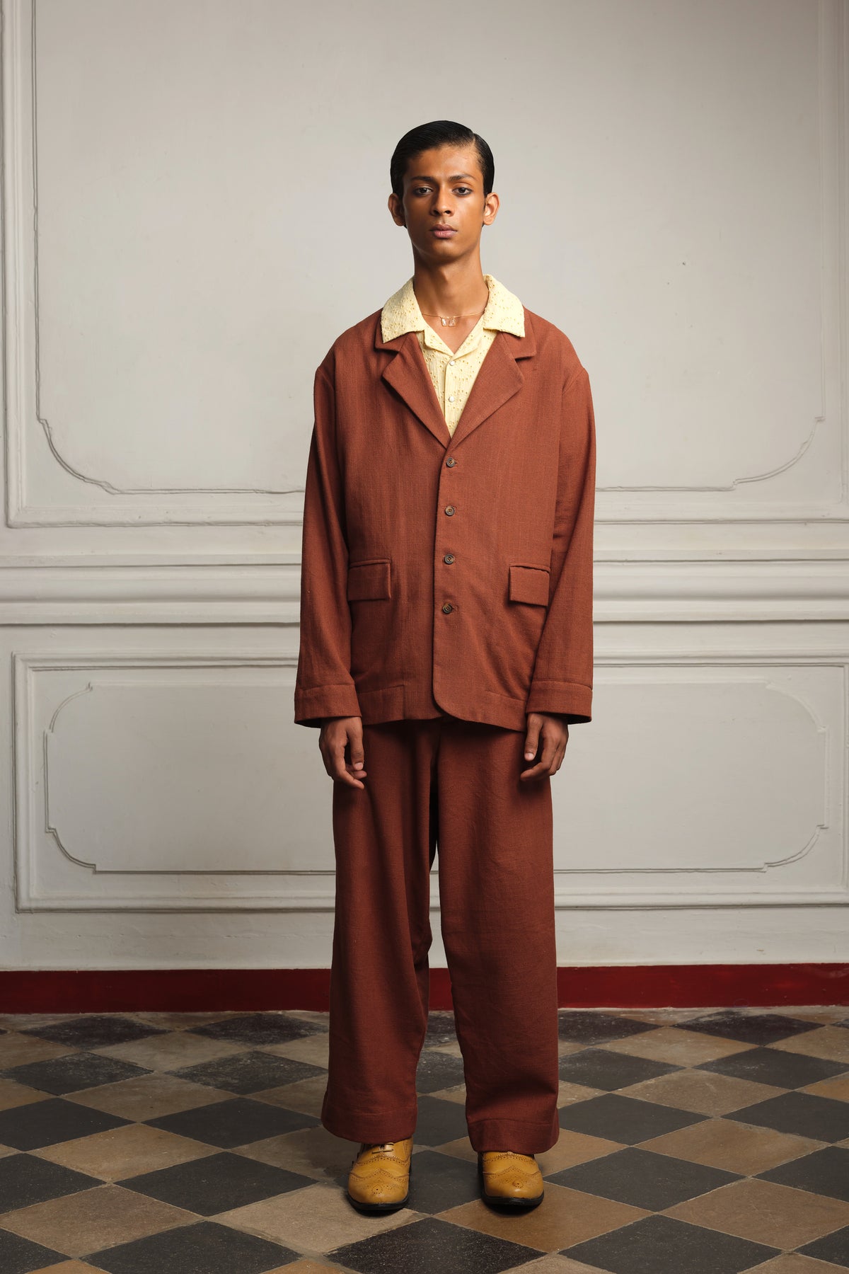 Brown drill jacket with trousers