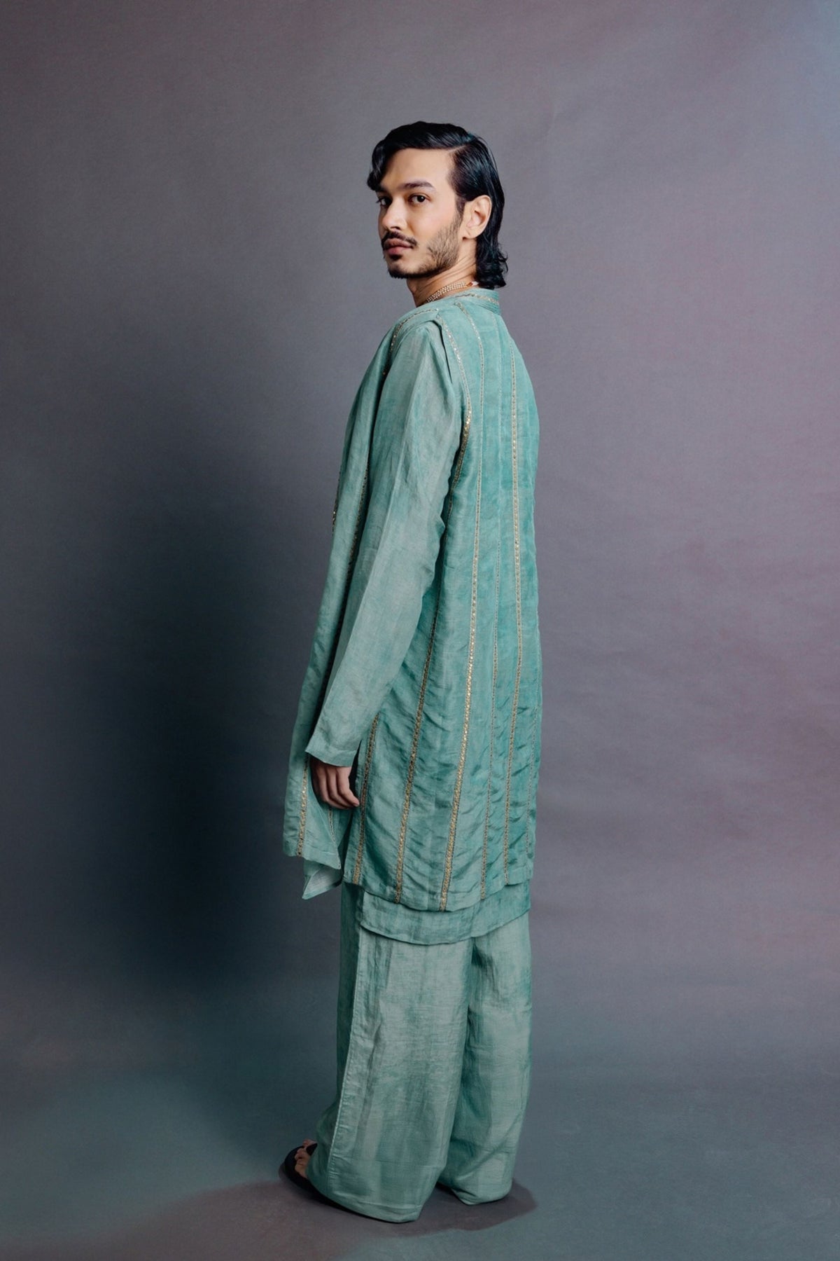 Sage Green Jacket Kurta Set