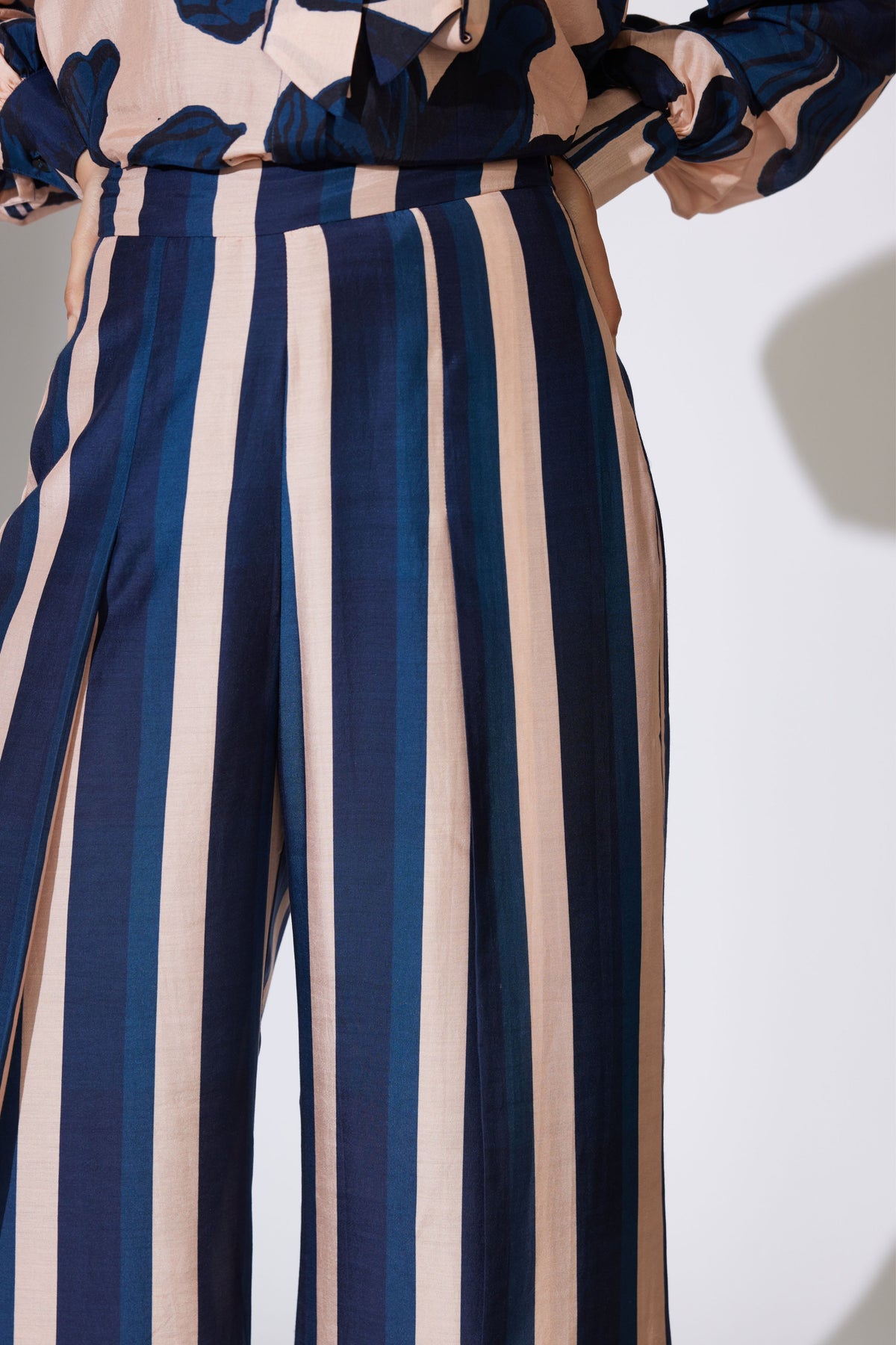 Beige and Blue Stripe Pant