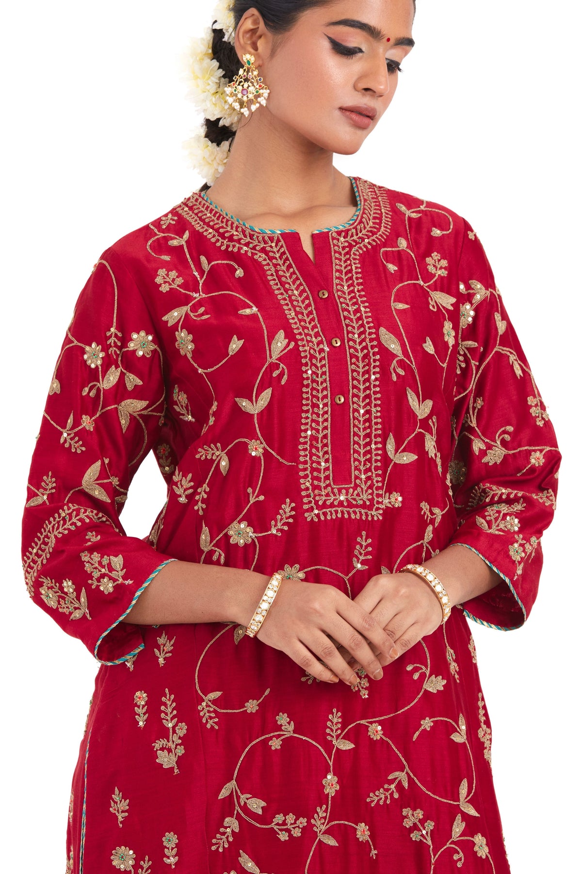 Red Chanderi Sharara Set