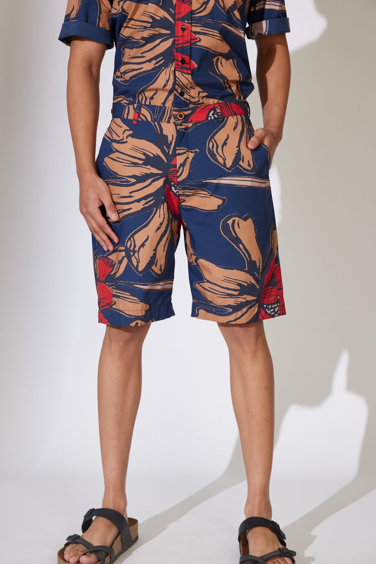 Blue and Rust Floral Shorts