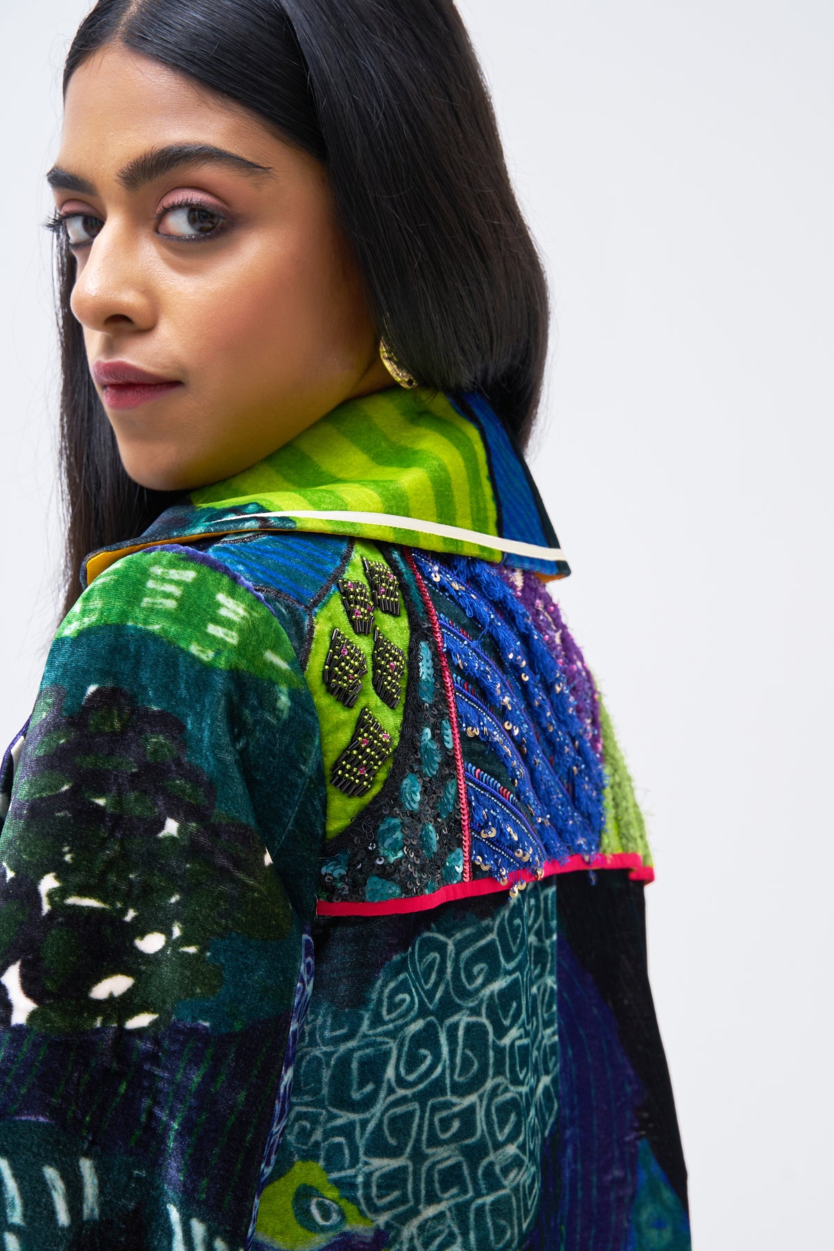 Guinea Silk Velvet Trench Jacket