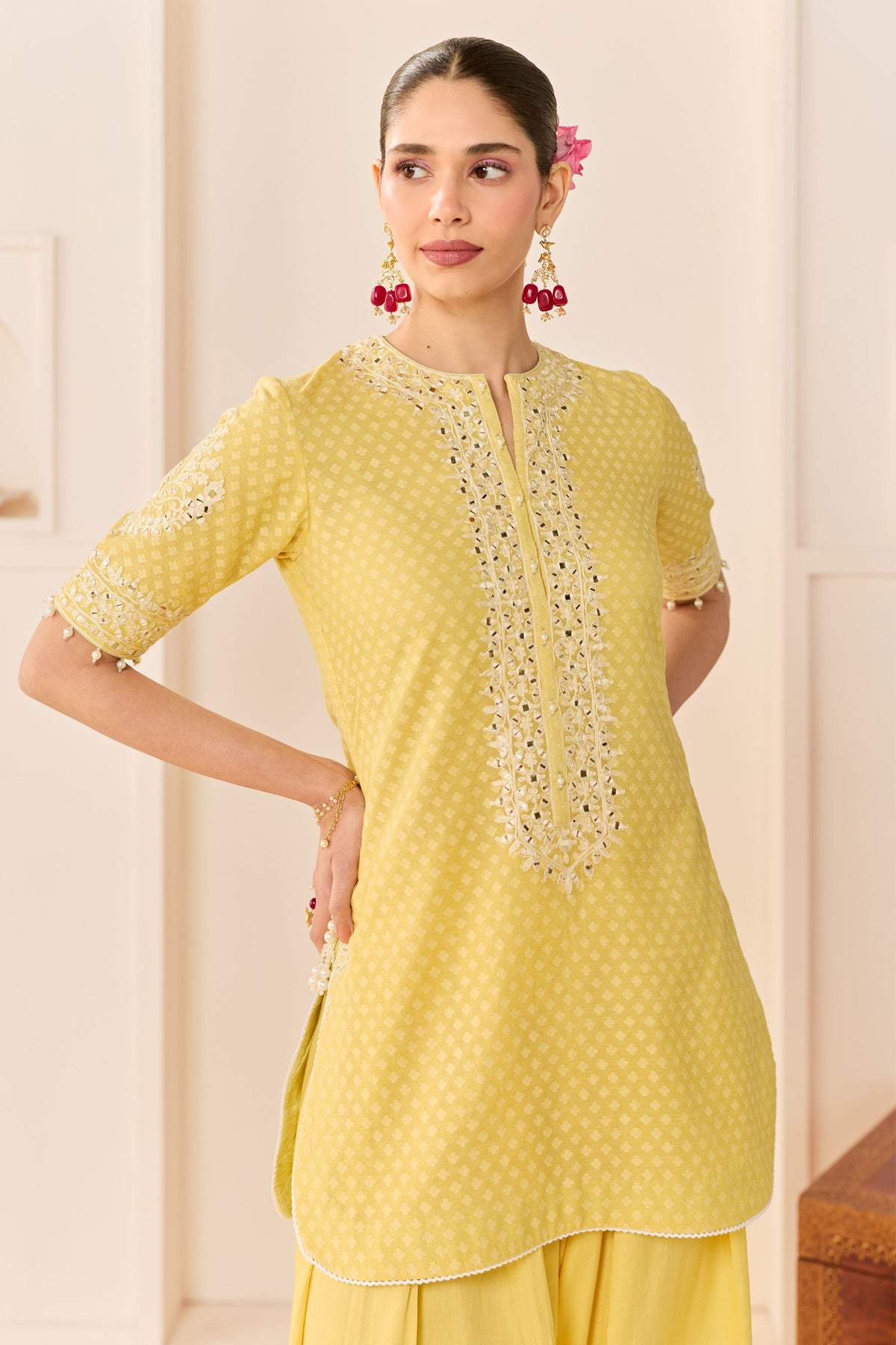 Anaisha Lemon Yellow Short Kurta Set