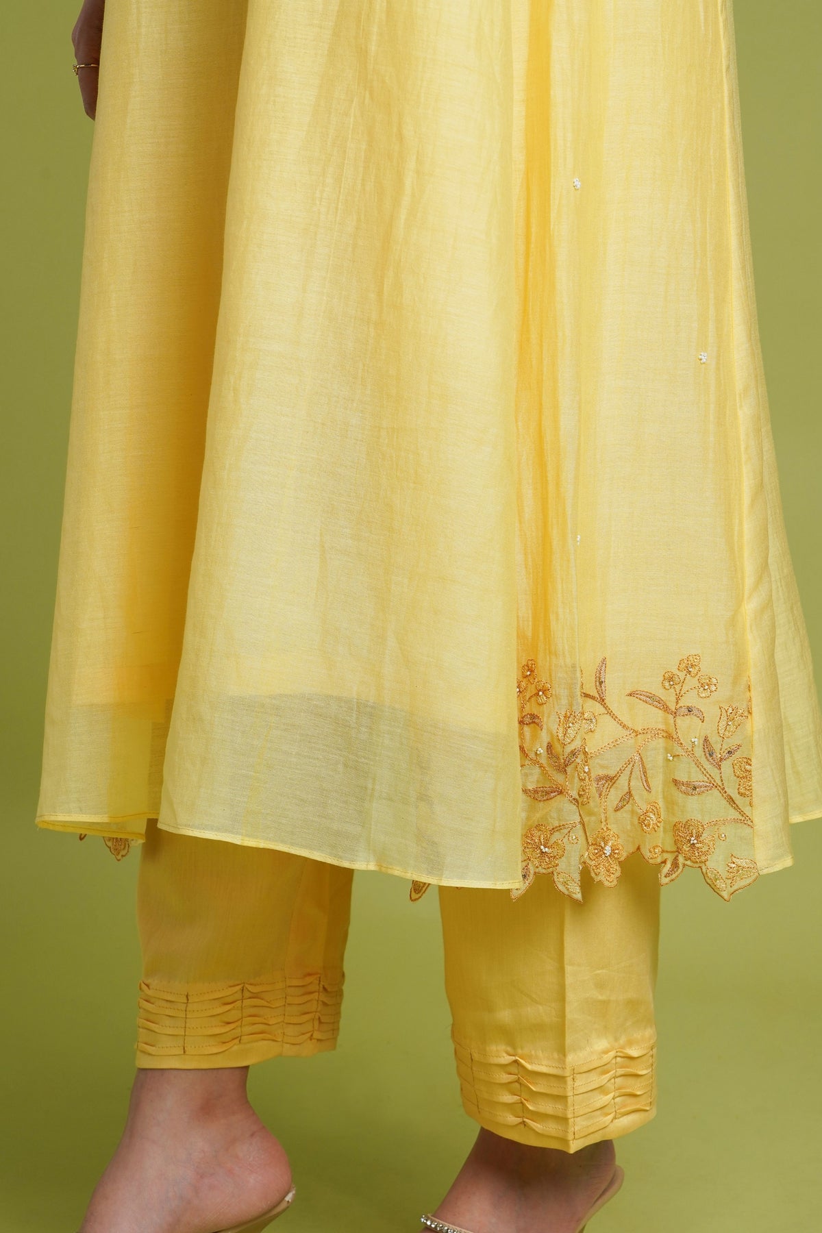 Flared Yellow Kurta Set