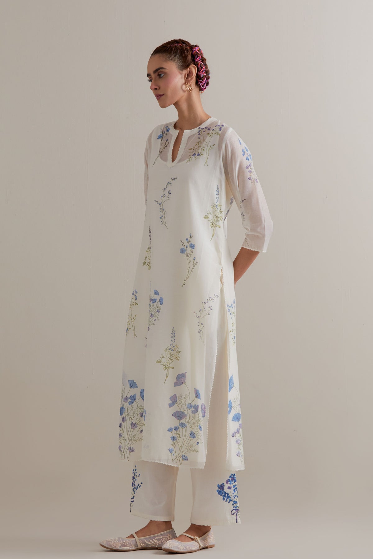 Blue Green Floral Kurta