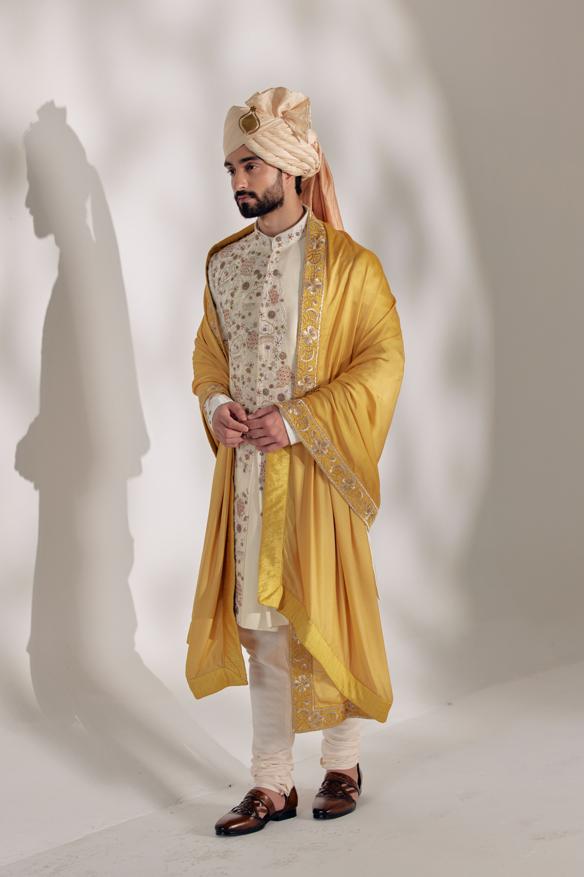 Ivory Ochre Sherwani Set