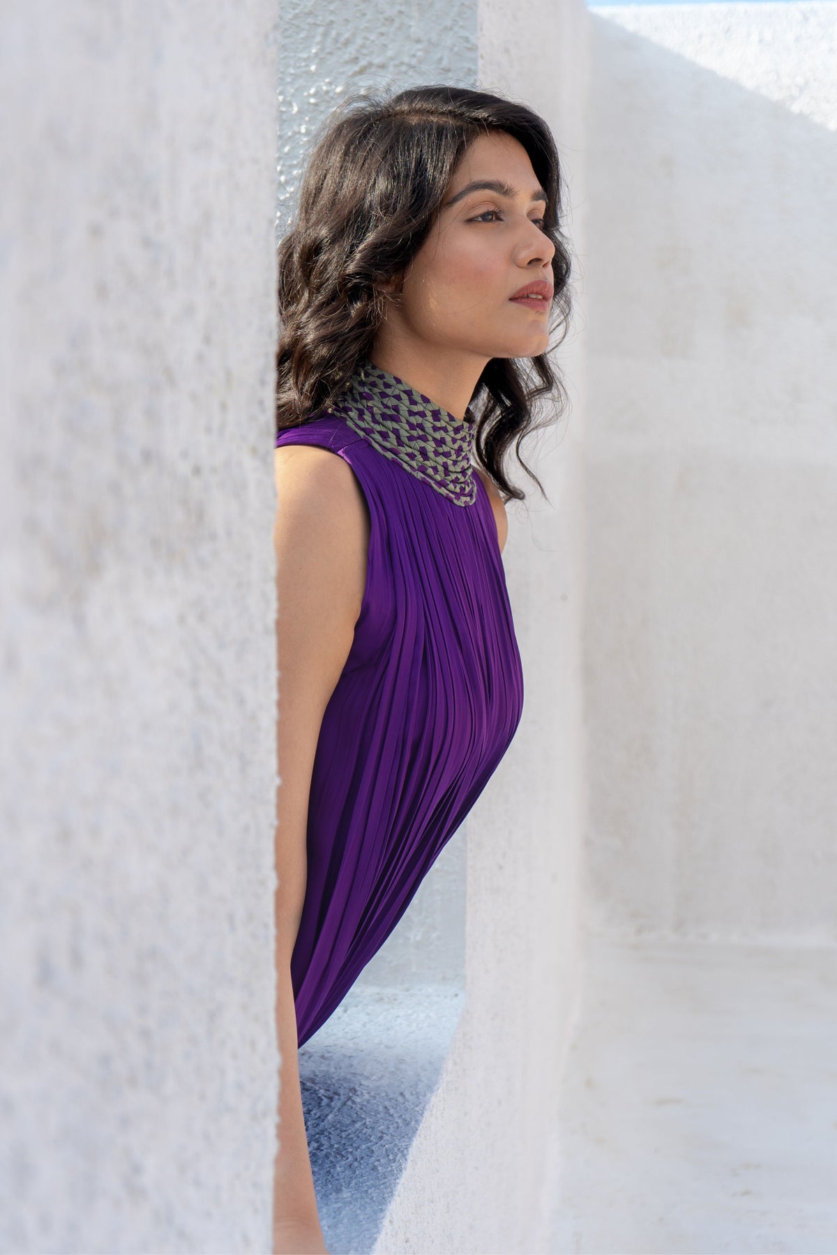 Purple-green Gather Gown