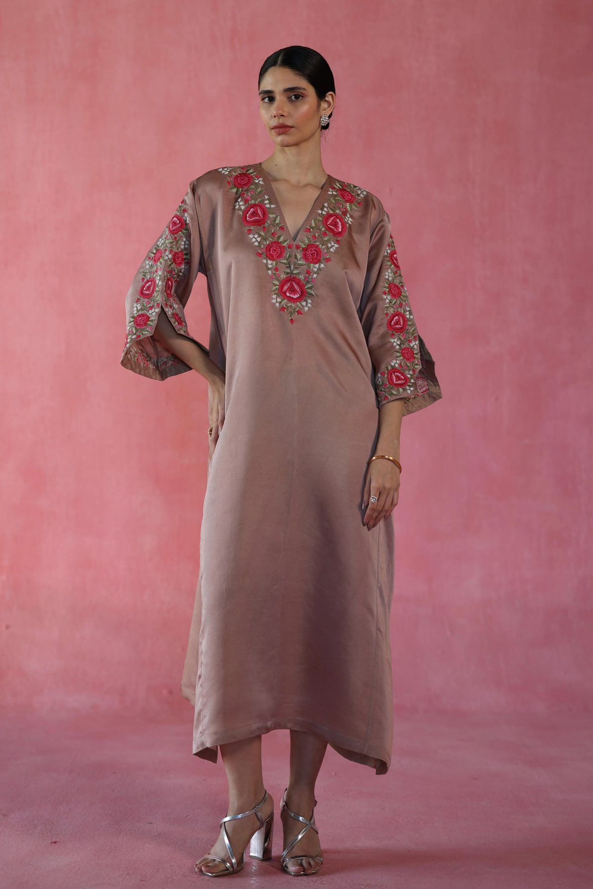 Beige Sheermal Kaftan