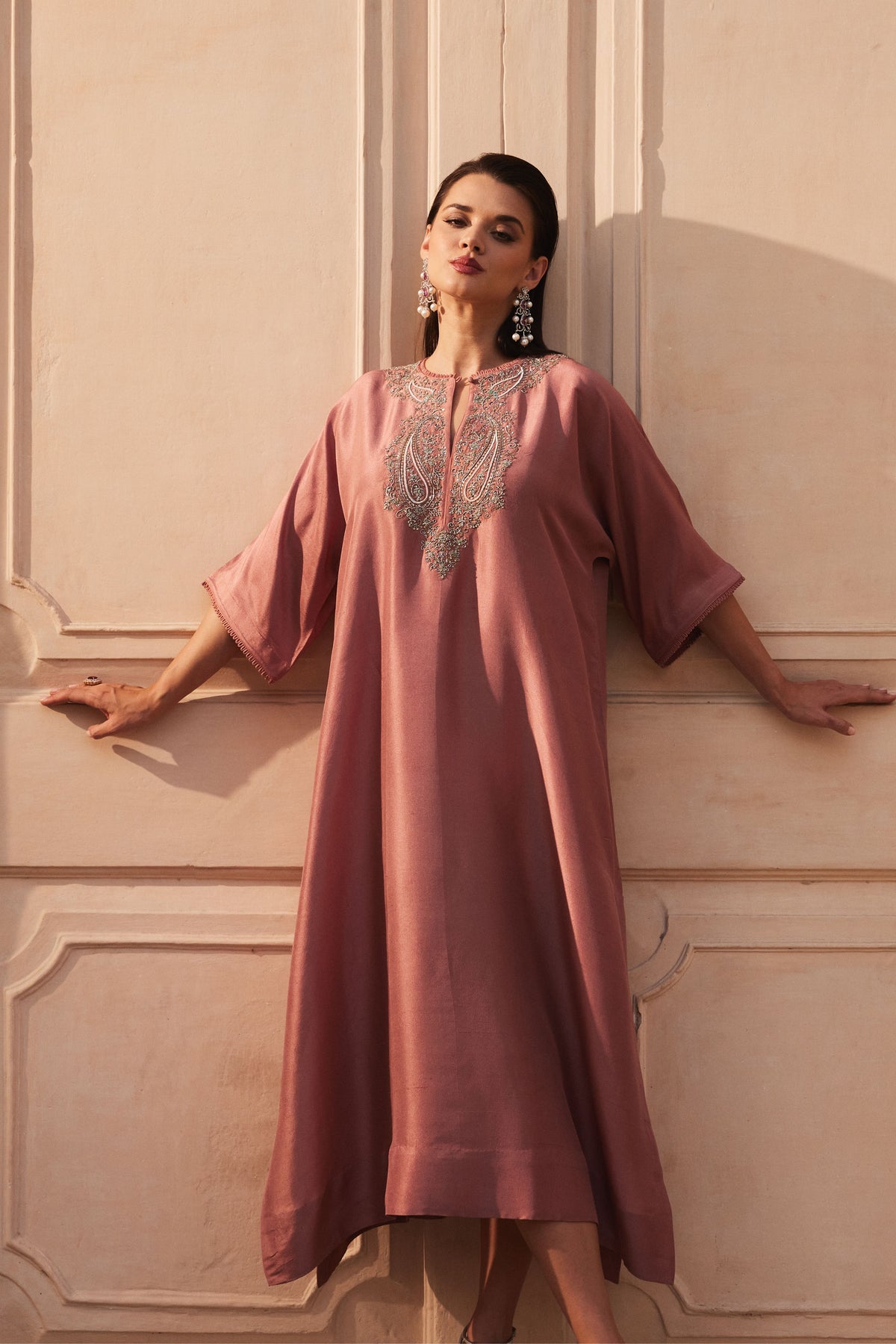 Peach Kaftan Cape Set