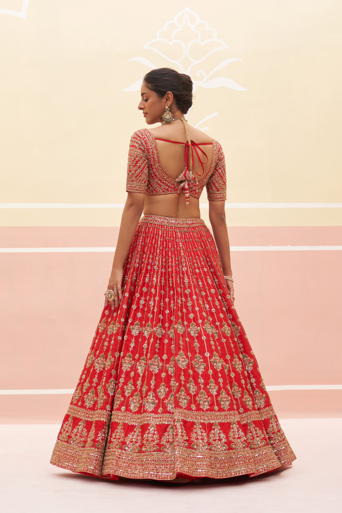 Red Raw Silk Lehenga Set