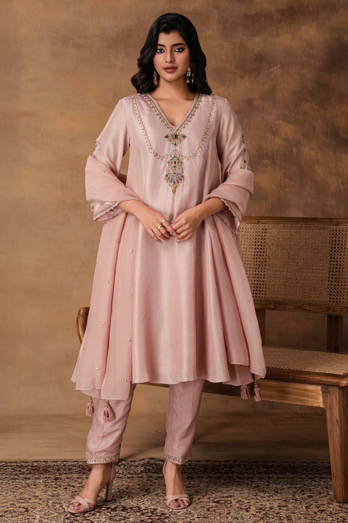 Pastel Pink Silk Kurta Set