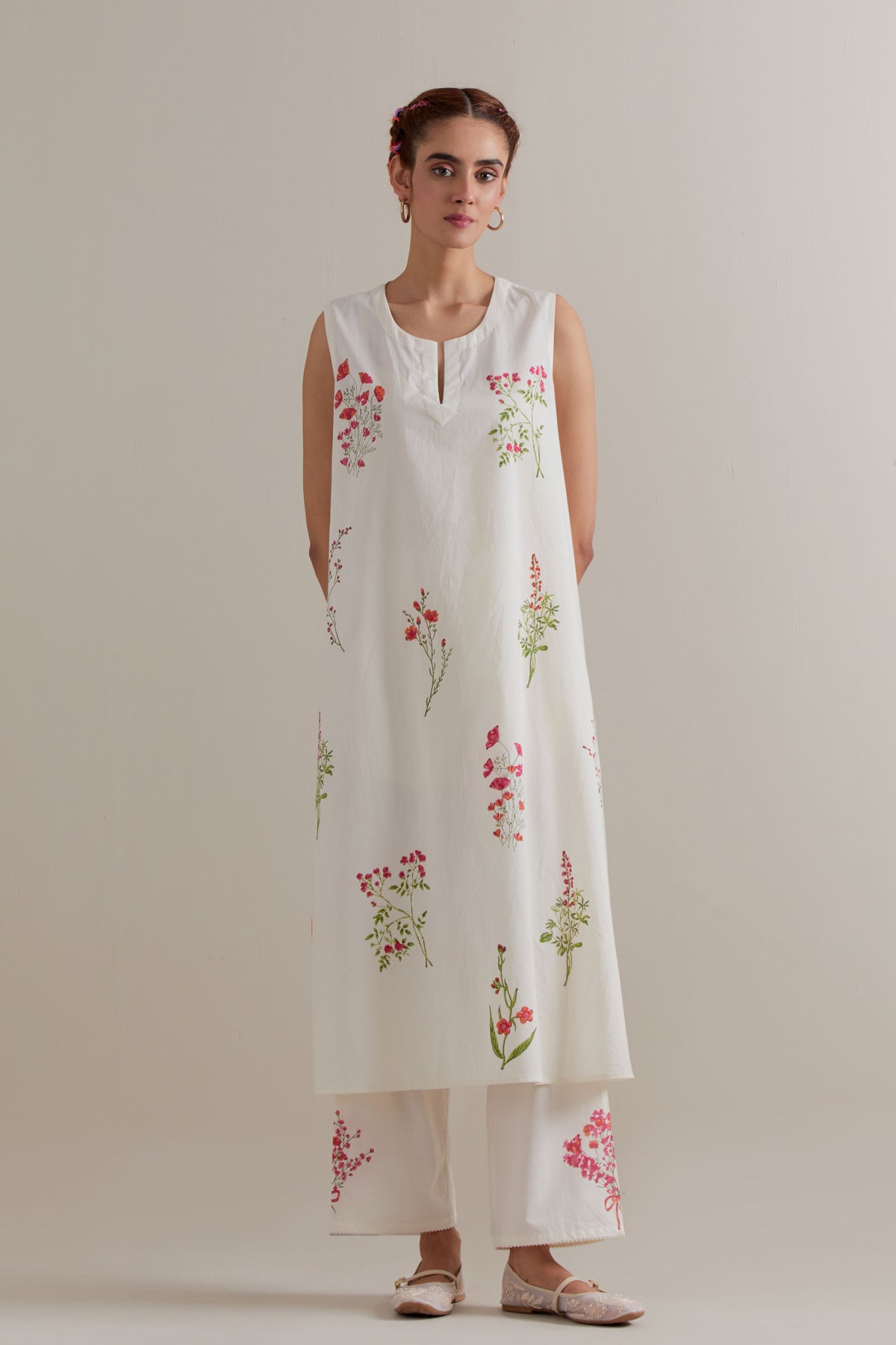 Pink Green Aline Kurta Set