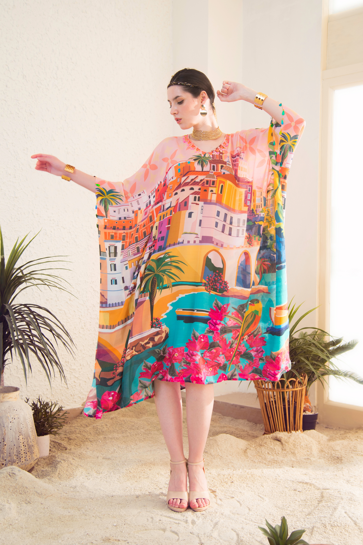 Printed Kaftan Dress