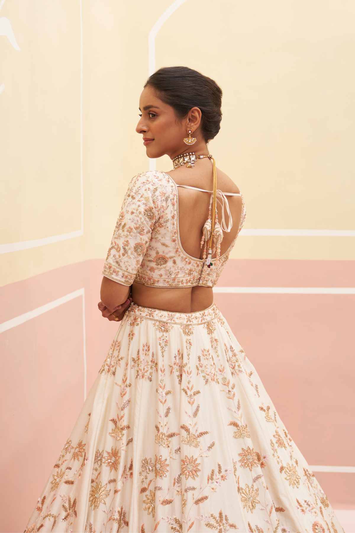 Ivory Silk Lehenga Set