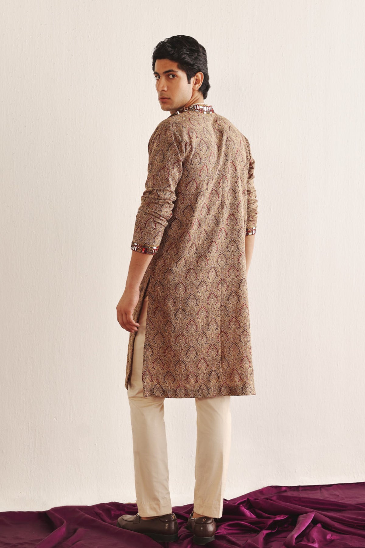 Ajrakh Kantha Work Kurta Set