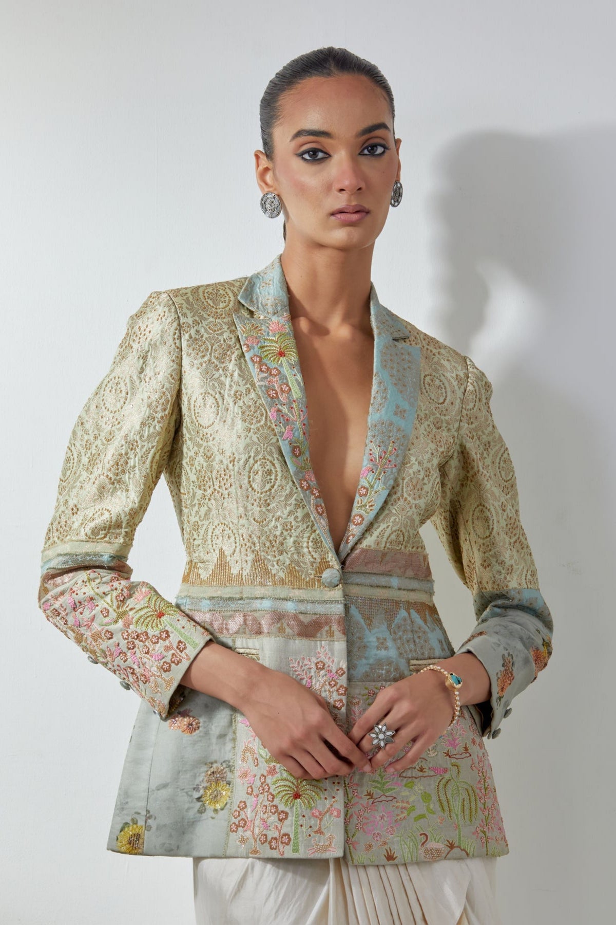 Aqua Embroidery Blazer