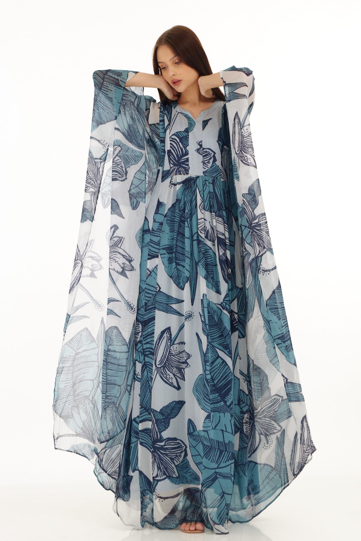 Blue and White Kaftan Dress
