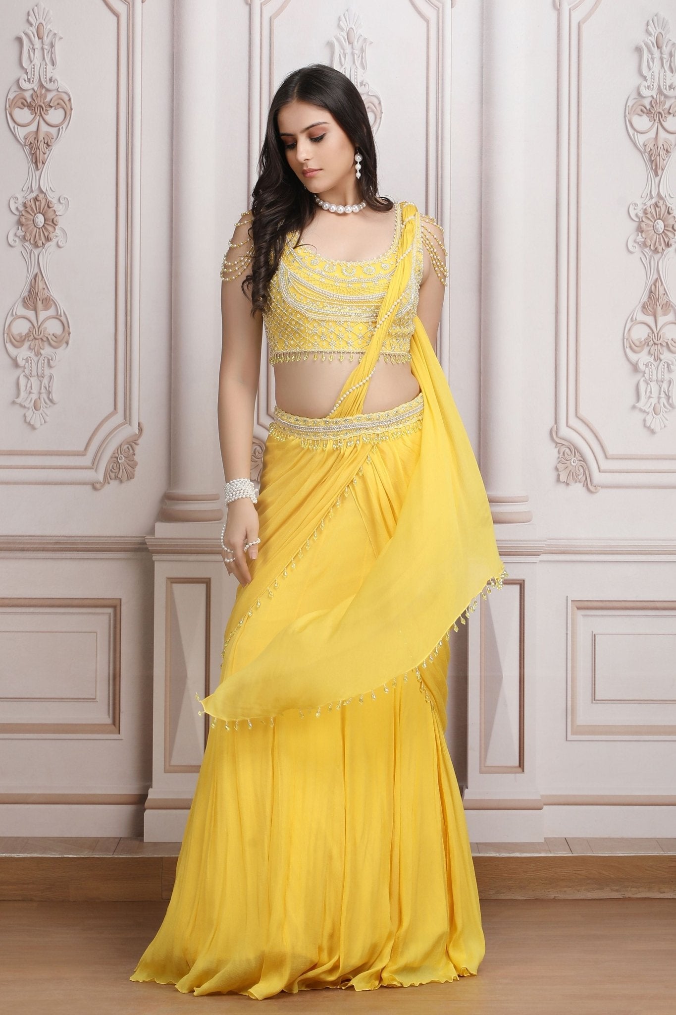 Yellow Drape Saree - Mandira Wirk - Elahe