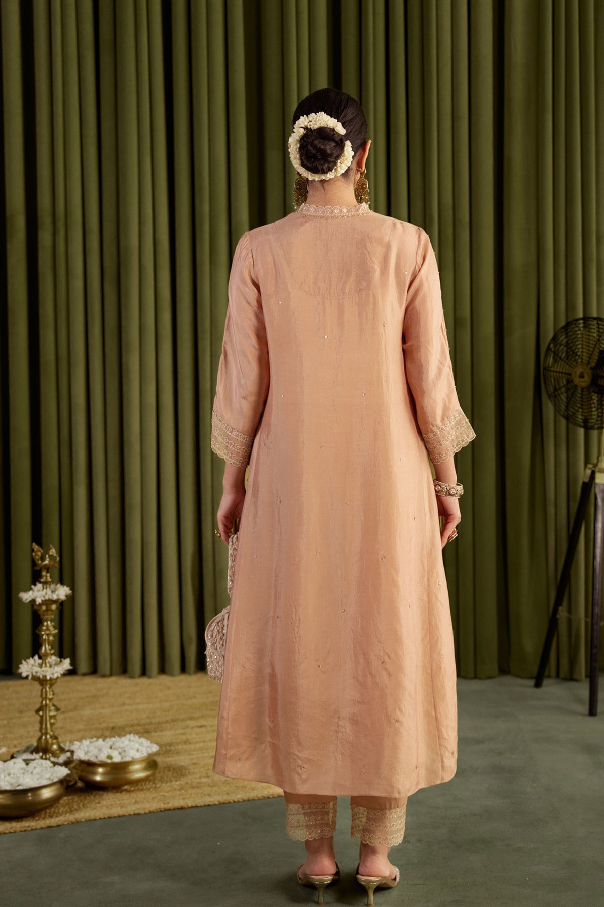 Golden Beige Embroidery Kurta Set