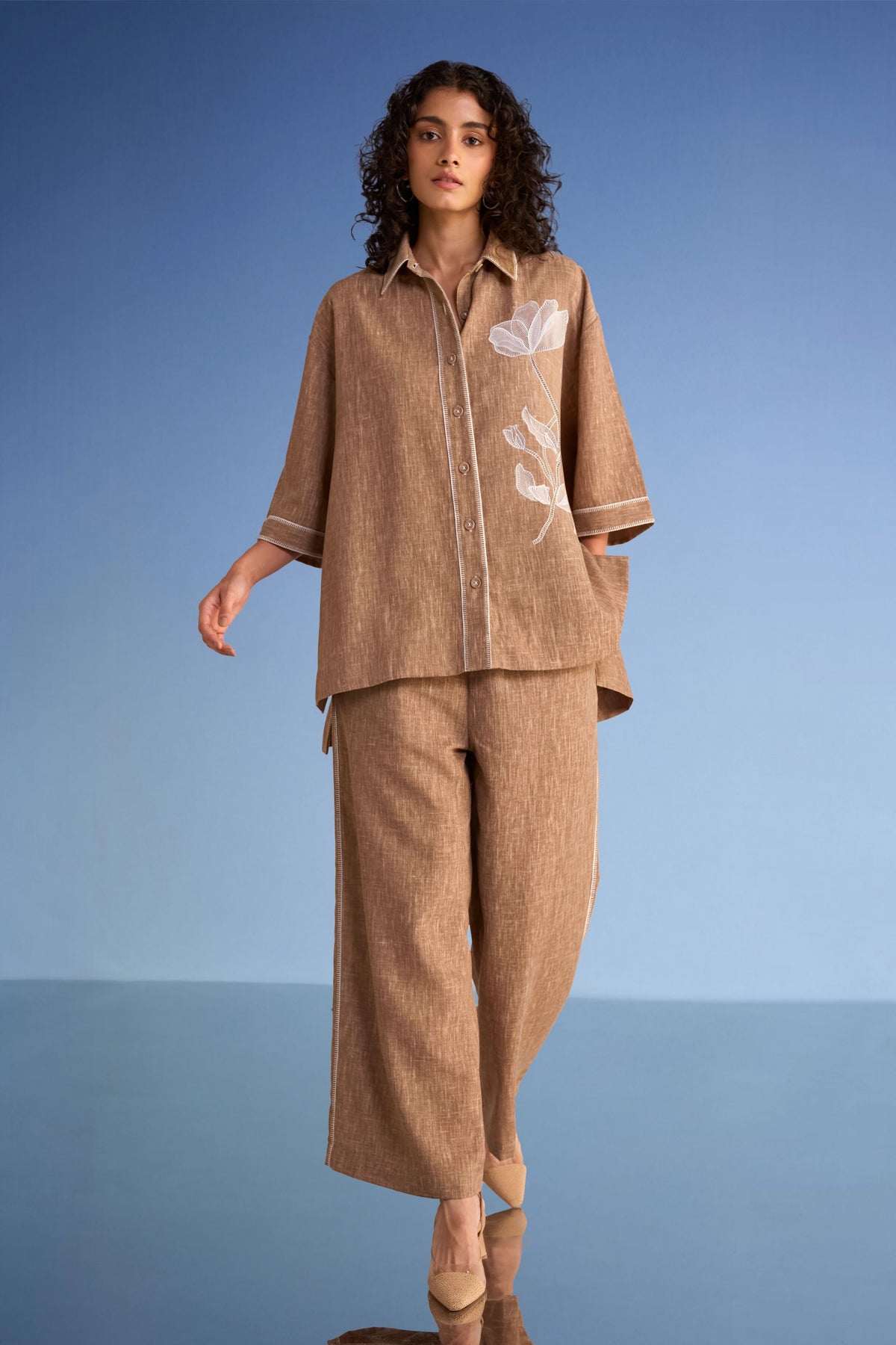 Linen-textured Pants