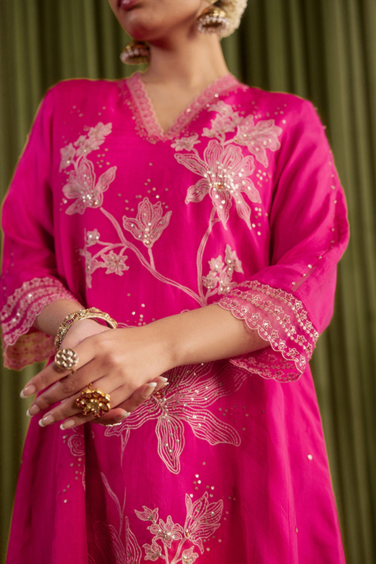 Hot Pink Embroidery Kurta Set