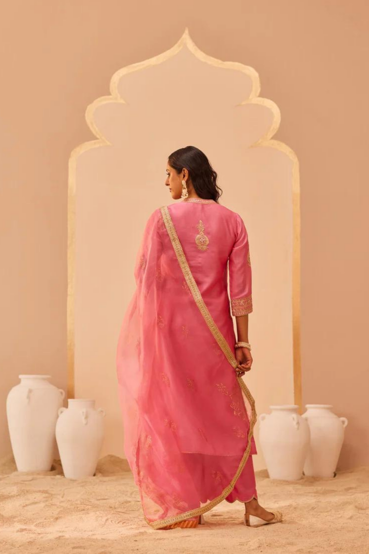 Zaniab Pink Long Kurta Set