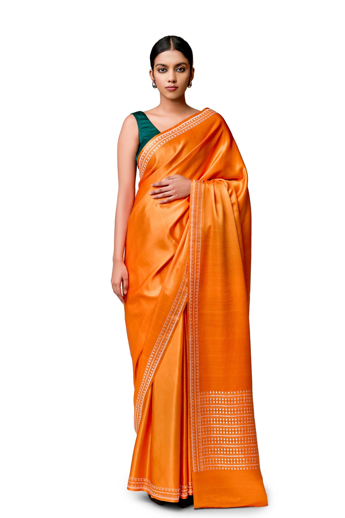 Orange Gajji Satin Saree
