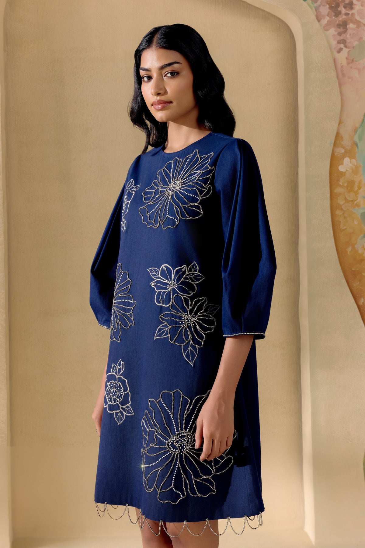 Indigo And Silver Embellished Dress