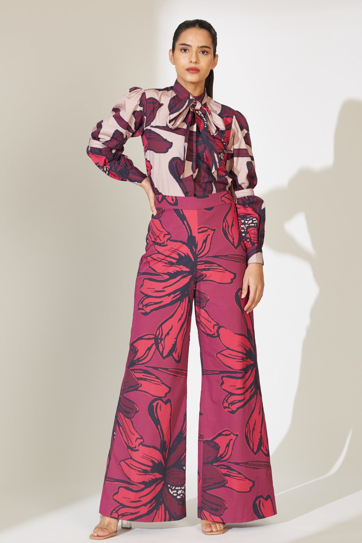 Red and Maroon Floral Pants